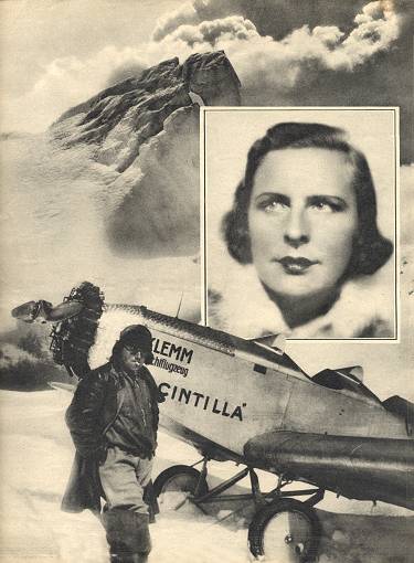 Stürme über dem Mont Blanc Ernst Udet met zijn vliegtuig en en Leni Riefenstahl (inzet)