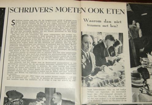 Schrijvers moeten ook eten Artikrl "schrijvers moeten ook eten" met foto's