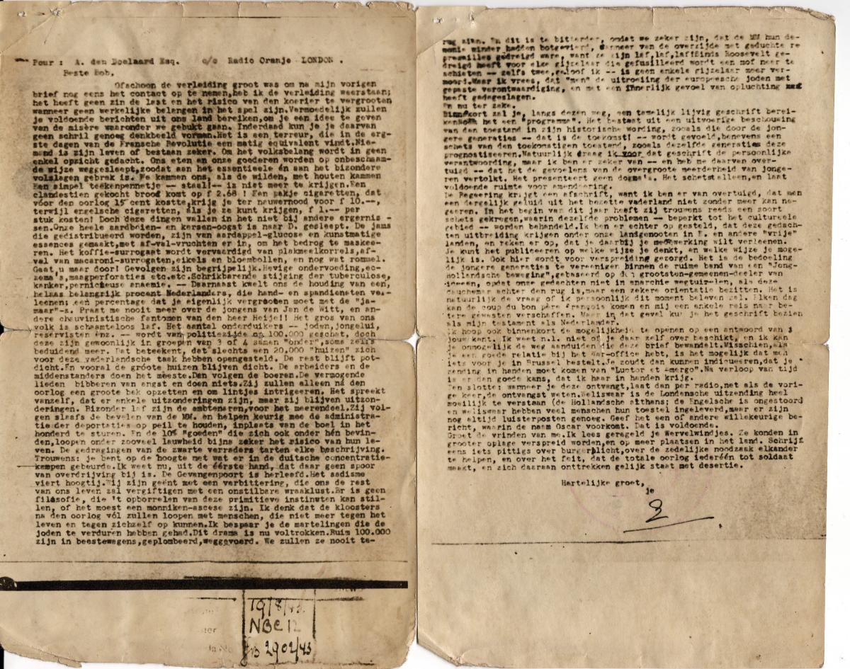 Brief van Eduard Veterman Brief Veterman aan Den Doolaard